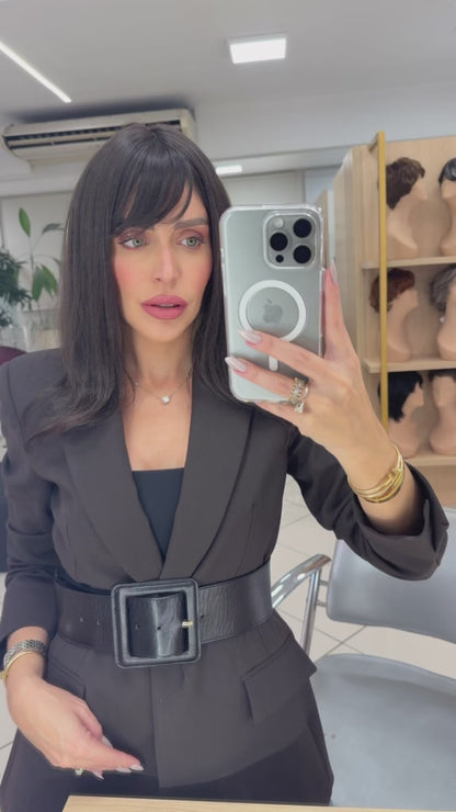 Topo com Franja - Castanho Escuro